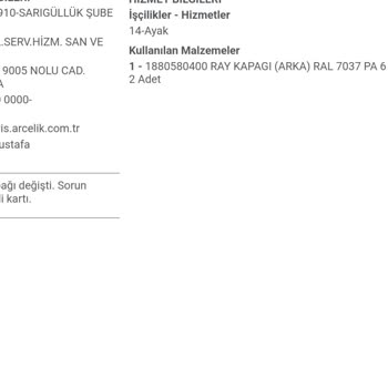 Arçelik Servis Hizmetinde Eksiklik Ve Yetersizlik