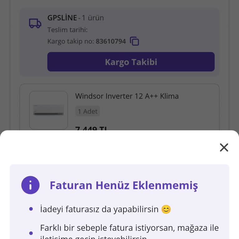 Fatura Eksikliği Ve Yetersiz Destek Hizmeti