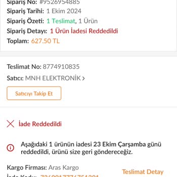 Arnica Portakal Sıkacağı Çalışmıyor, İade Kabul Edilmedi