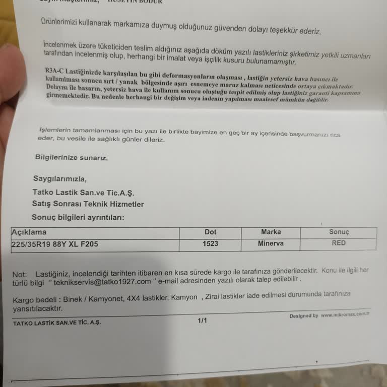 Garanti Kapsamındaki Lastiklerde Balonlama Problemi