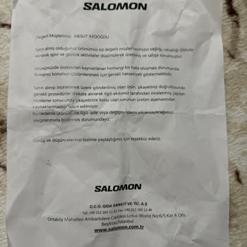 Salomon Ayakkabıda Beklenmedik Yıpranma Sorunu