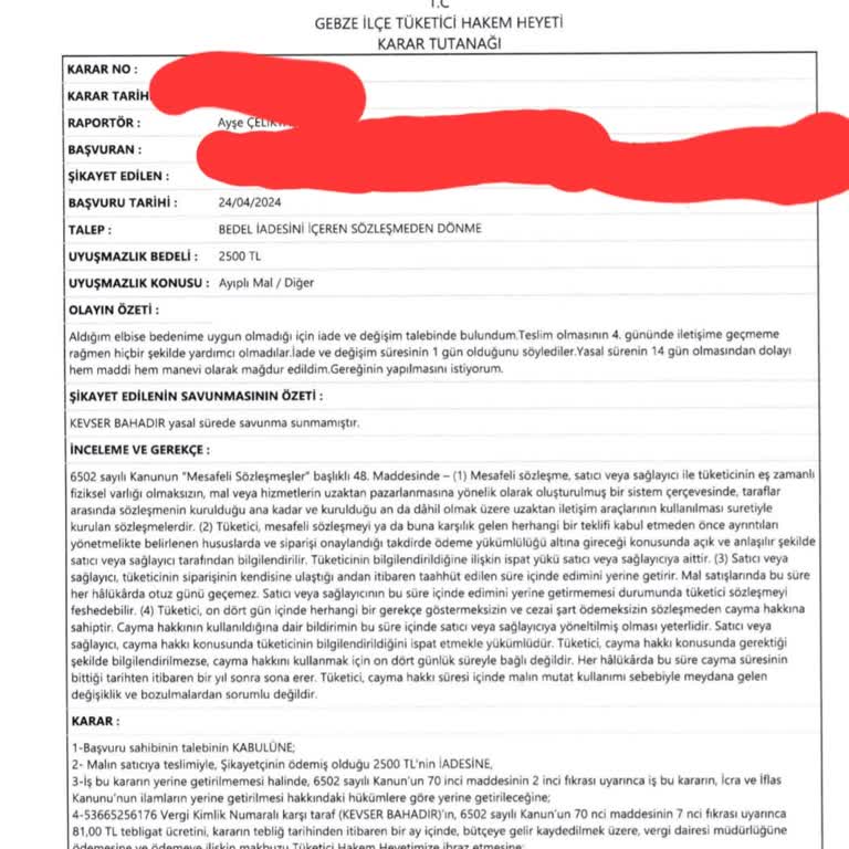 İade Talebine Cevap Alamama Sorunu