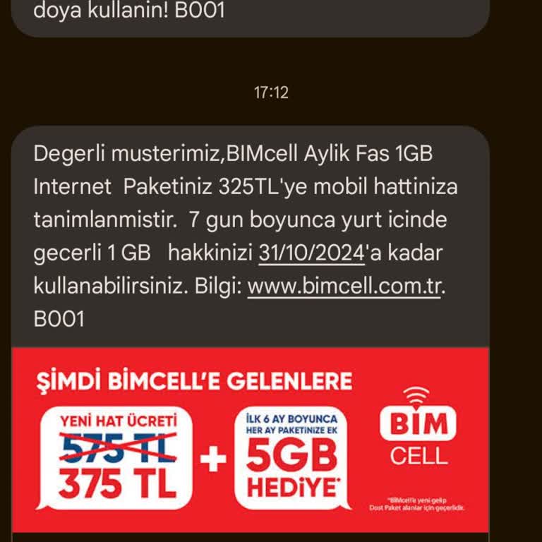 Bimcell'de Yanlış Paket Yüklemesi Ve Mağduriyet