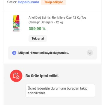 Hepsiburada'dan Sipariş Ve Para İadesi Sorunu