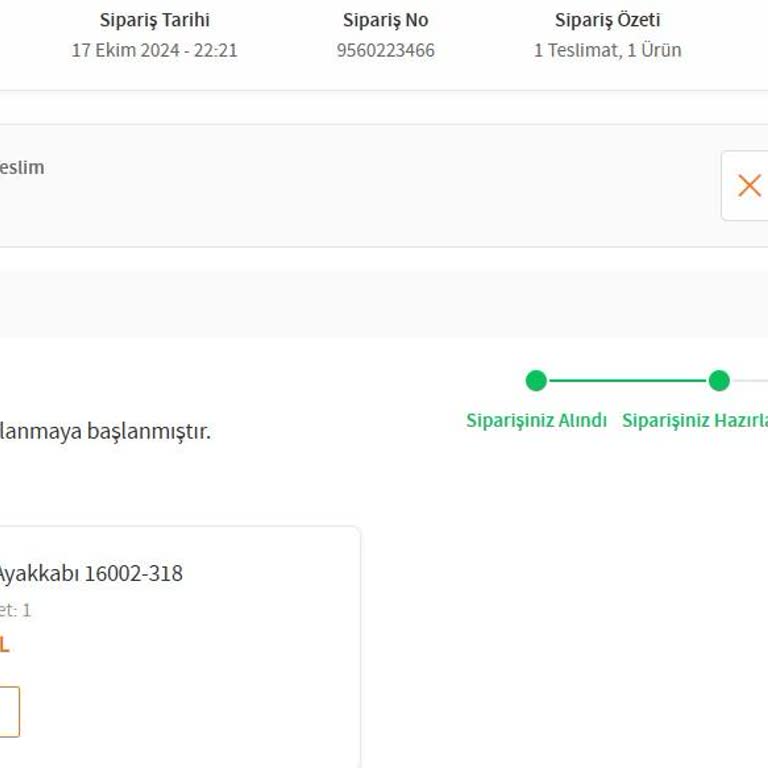 Siparişin Kargoya Verilmemesi