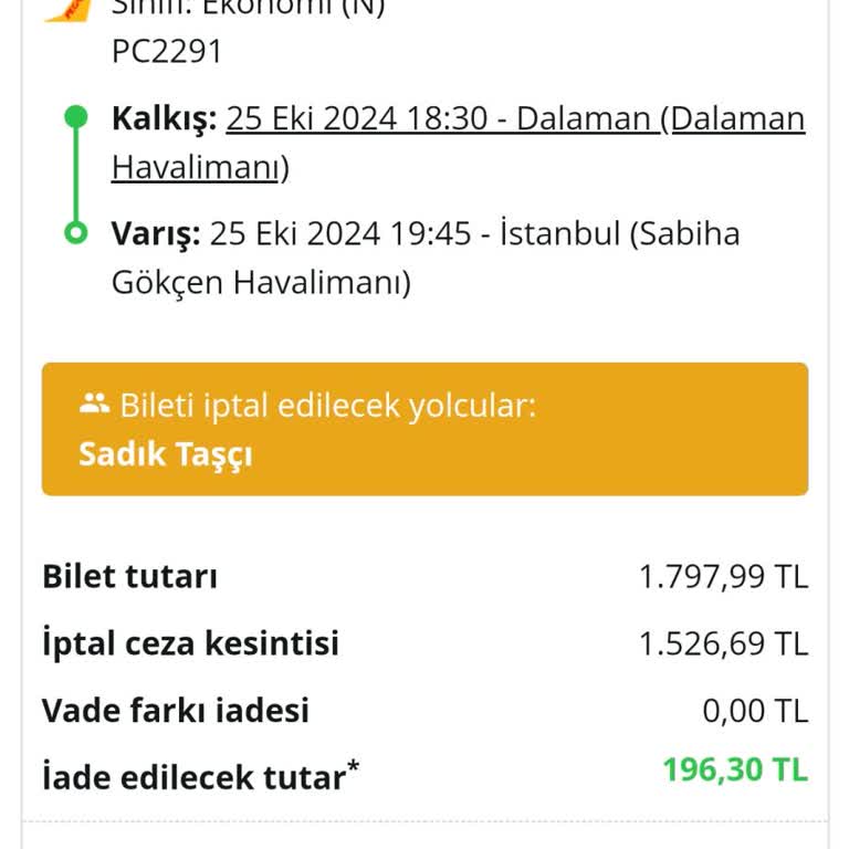 Uçak Bileti İptalinde Sistem Hatası Ve Yanıltıcı İade Oranı