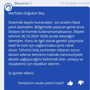 İnternet Erişimi Sorunu Ve Müşteri Hizmetleri Deneyimi