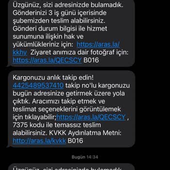 Aras Kargo'nun Yanıltıcı Teslimat Notları