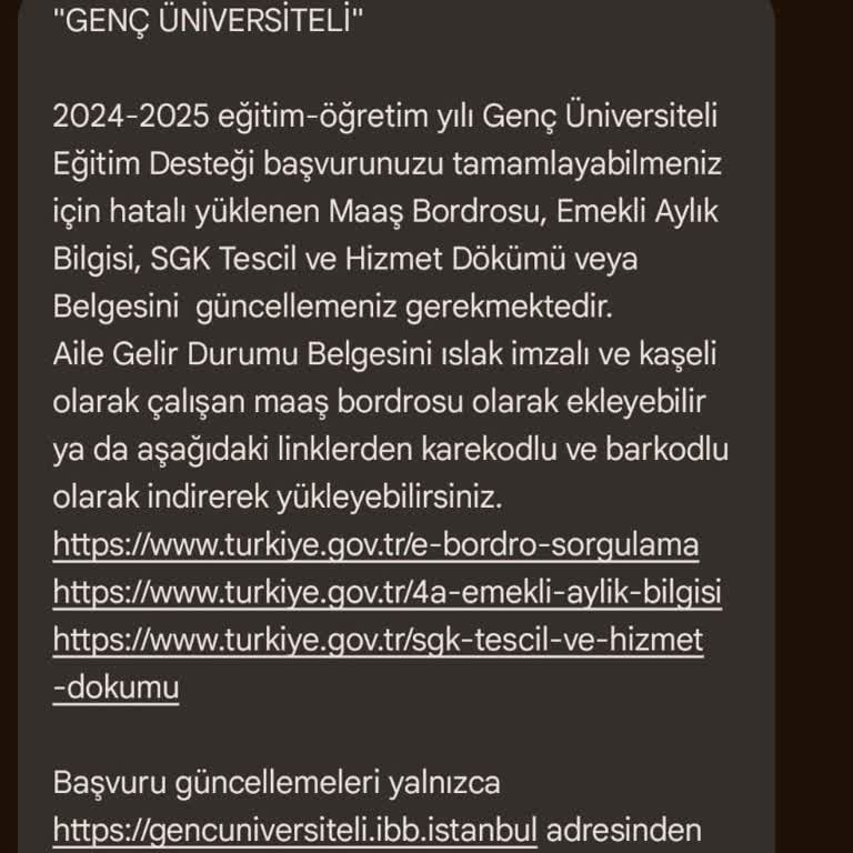 Burs Başvurusunda Belge Yükleme Sorunu