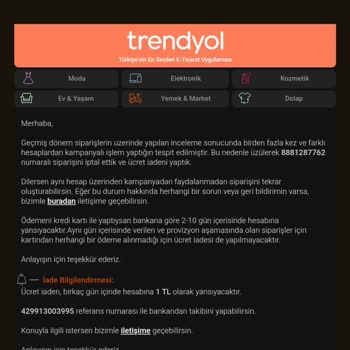 Trendyol'da İndirim Kuponu İle Alınan Çantanın Haksız İptali