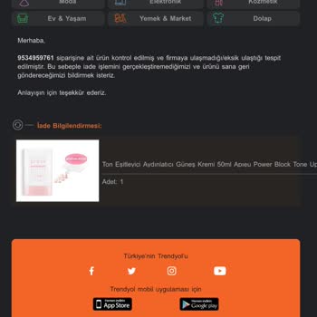 Missha Güneş Kremi İade Sorunu