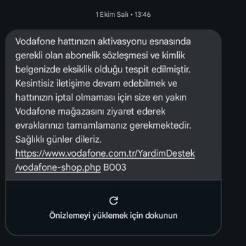 Vodafone Bayisi İle Sürekli Evrak Eksikliği Sorunu