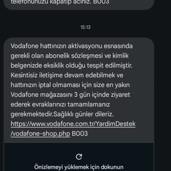 Vodafone Bayisi İle Sürekli Evrak Eksikliği Sorunu