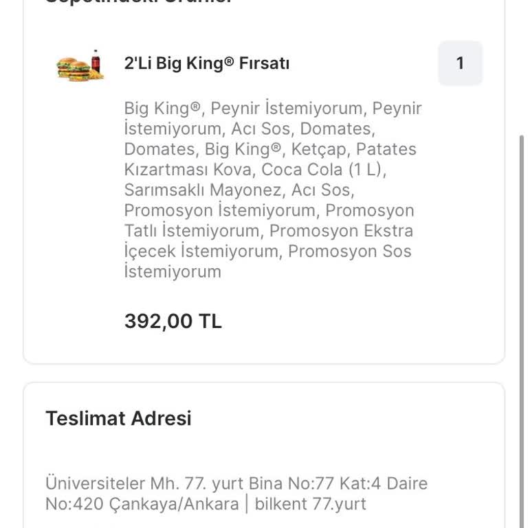 Eksik Ve Soğuk Ürünlerle Hayal Kırıklığı