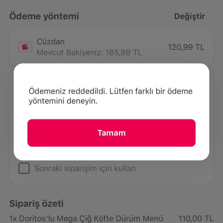 Yemeksepeti'nde Sipariş İptali Ve Kullanılamayan Bakiye Sorunu