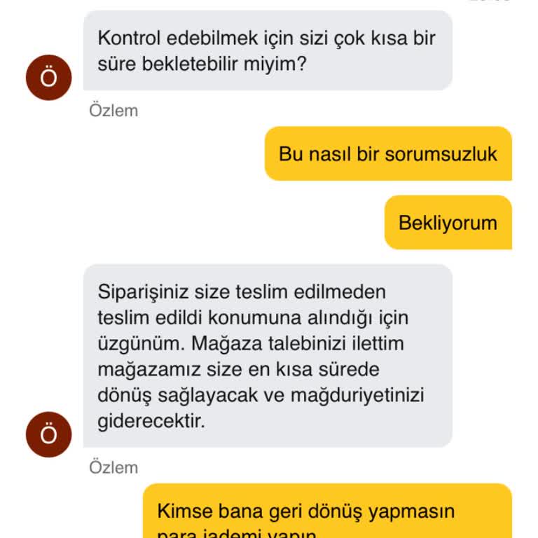 Migros Hemen Siparişim Teslim Edilmeden Teslim Edildi Gösteriliyor