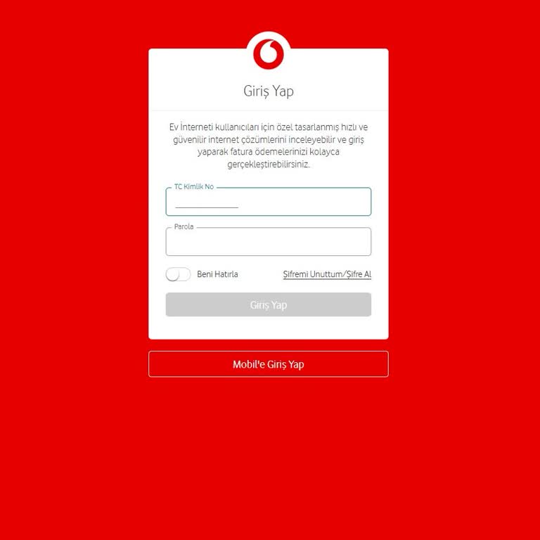 Vodafone Evde İnternet Giriş Sorunu