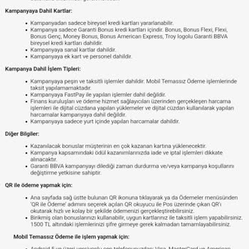 QR Kodlu İşlemde Bonus Mağduriyeti