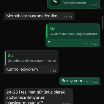 Ceyseet Firması İle İletişim Sorunları Ve Teslimat Gecikmesi