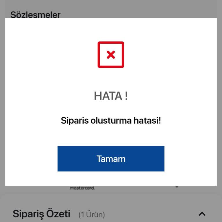 Sipariş Oluşturma Sorunu Ve Uygulama Hatası