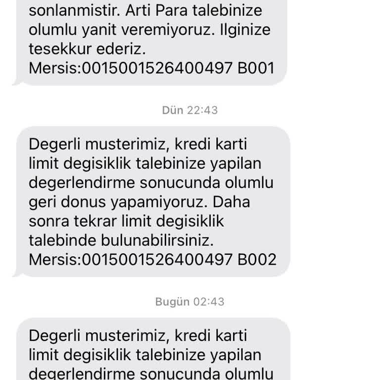 Kredi Kartı Limit Artışı Sorunu