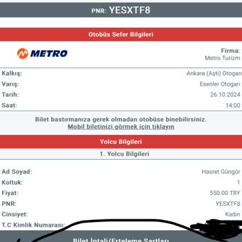 Bilet İptalinde Yanıltıcı Süre Bilgilendirmesi