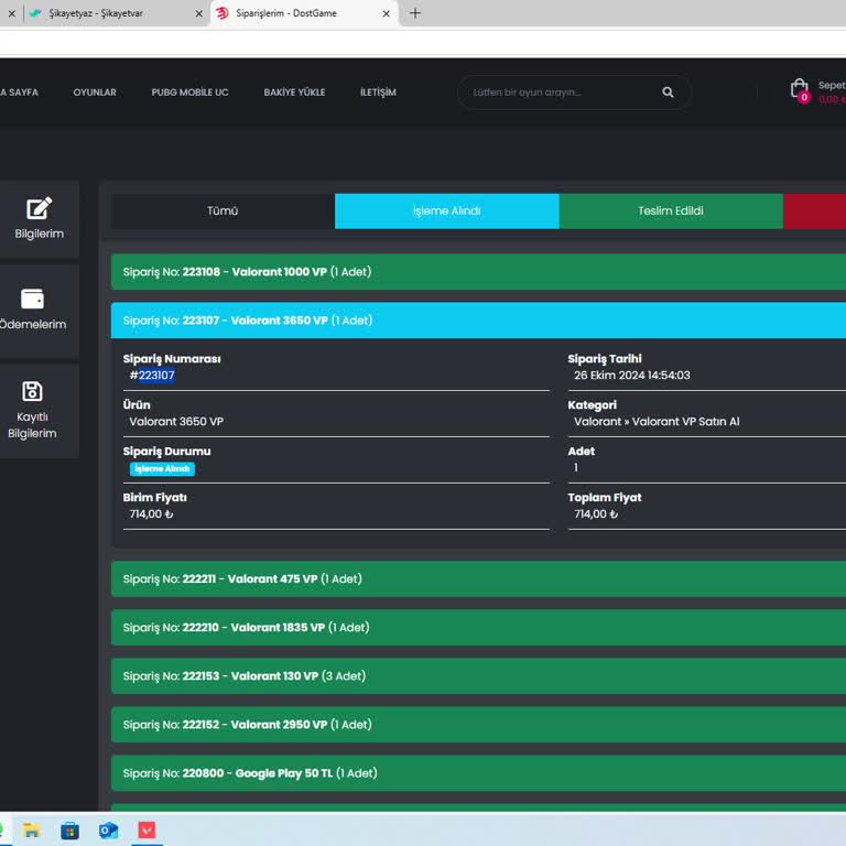 Valorant VP Siparişi Gecikmesi Ve Canlı Destek Sorunu