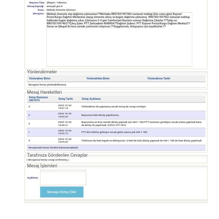PTT Başvurusuna Yanıt Bekleniyor