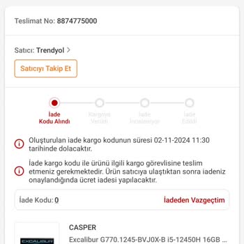 Trendyol'dan Alınan Ürün Teslim Edilmedi Ve İptal Sorunu Yaşanıyor