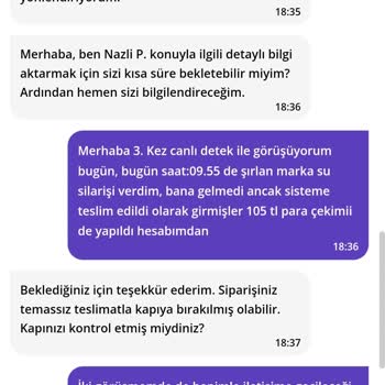 Getir Su Siparişim Teslim Edilmedi Ve Yanıltıldım