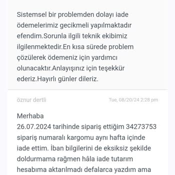 İade Ücreti Sorunu Ve İletişim Eksikliği