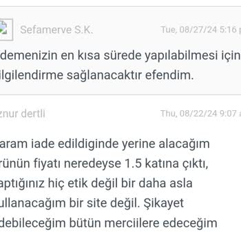 İade Ücreti Sorunu Ve İletişim Eksikliği