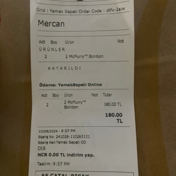 McDonald's Eksik Ürün Teslimatı Ve Sorumluluk Alınmaması