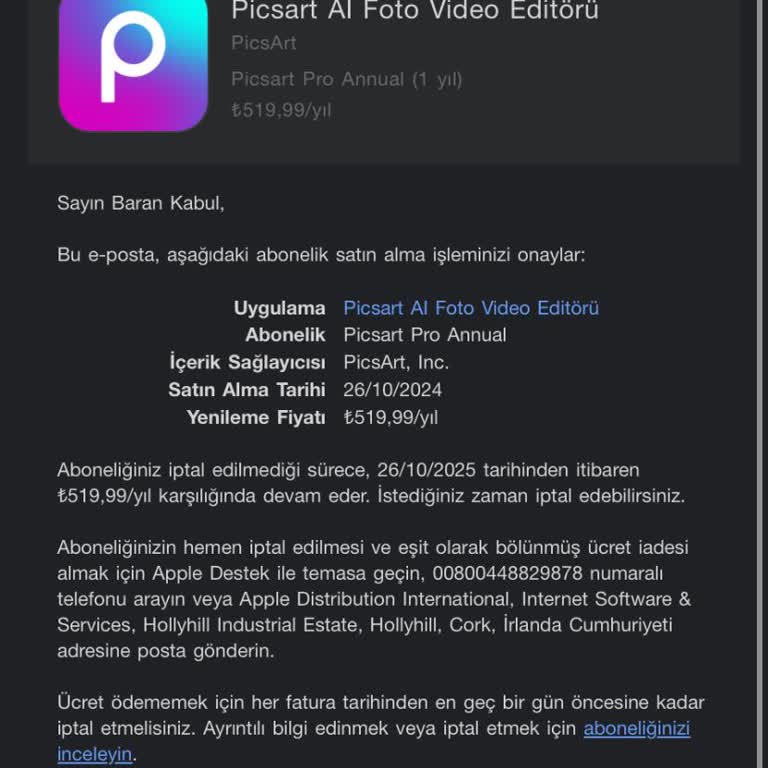 PicsArt Deneme Sürümü Sürprizi: İade Talebi