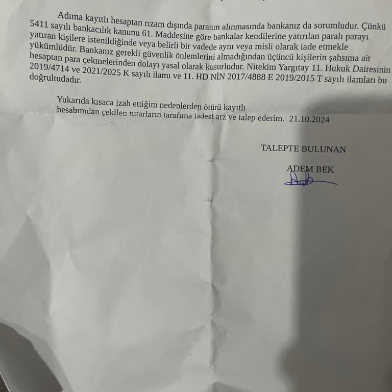 Denizbank Hesabımdan Habersiz Para Çekilmesi