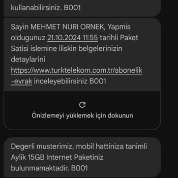 Yanlış Yenilenen Ek İnternet Paketi Sorunu
