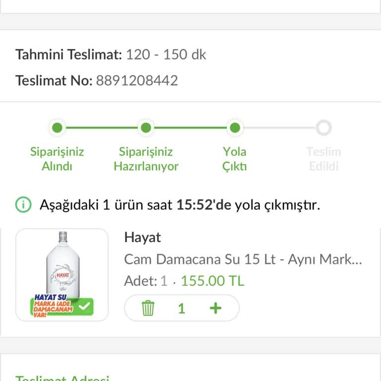 Trendyol Market Su Siparişi Teslimat Sorunu