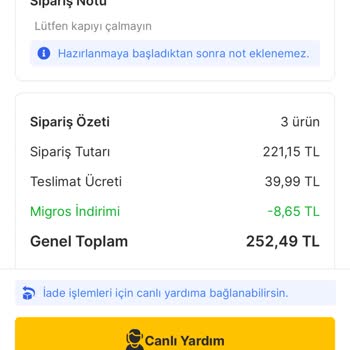 Teslimat Notlarına Dikkat Edilmeyen Sipariş