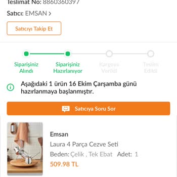 Emsan'dan Cezve Seti Teslimat Sorunu