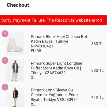 Primark Türkiye'den Siparişim Gönderilmedi Ve İade Bekliyorum!