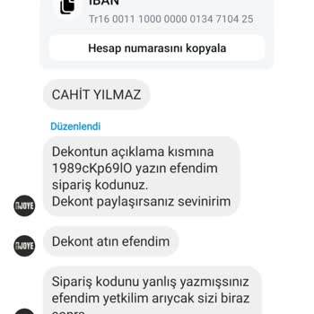 Yanlış Sipariş Kodu Mağduriyeti