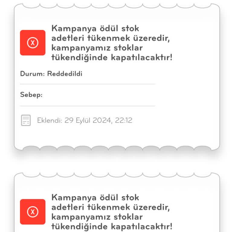 Çek Kazan Kampanya Sonlandırılması Nedeniyle Kullanılamayan Kodlar