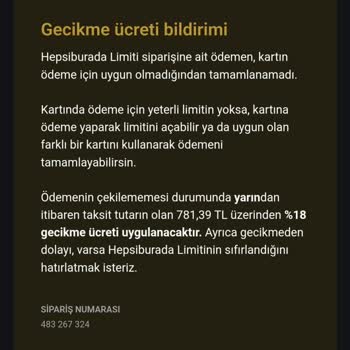 Hepsipay Taksit Tarihlerinde Sistem Hatası Ve Faiz Uygulaması