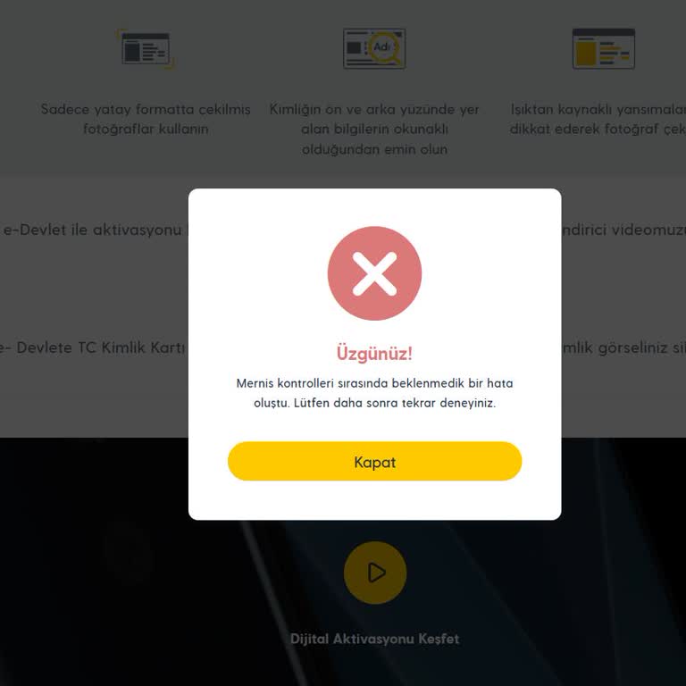Turkcell E-Devlet Aktivasyonunda Mernis Hatası Ve İletişim Sorunu