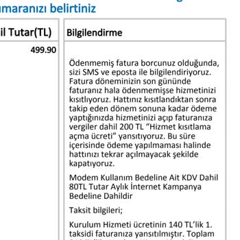 Yanıltıcı Fatura Bilgilendirmesi
