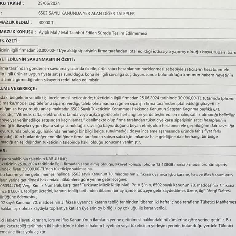 İdefix'in Hakem Heyeti Kararını Uygulamaması Ve Müşteri Mağduriyeti