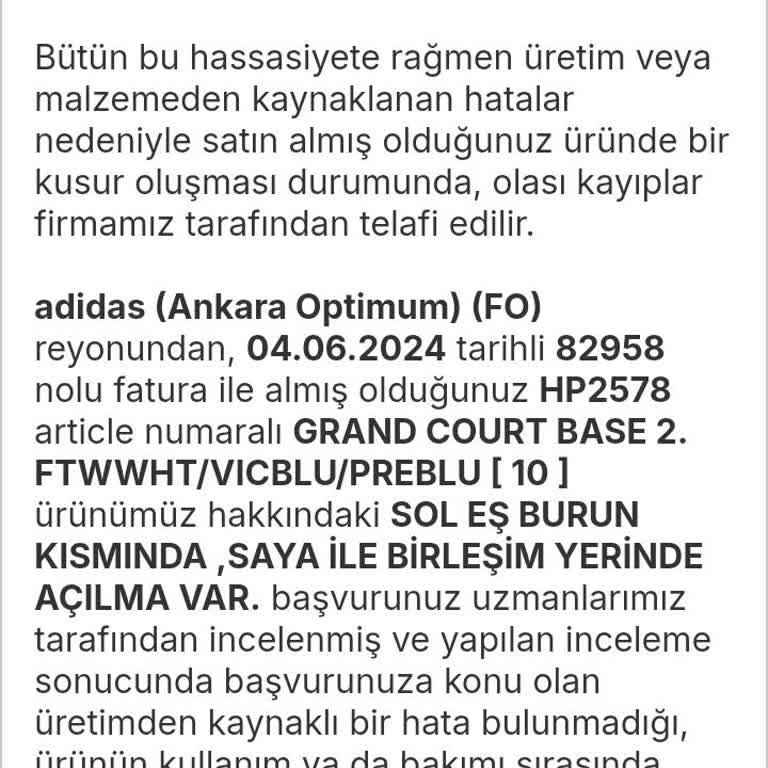Adidas Garanti Sürecinde Hayal Kırıklığı