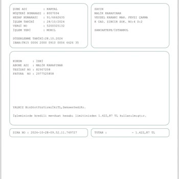 Otomatik Ödeme Talimatında Fazla Alınan Ücret İadesi Talebi