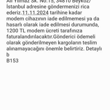 Modem İadesi Konusunda Haksız Talep