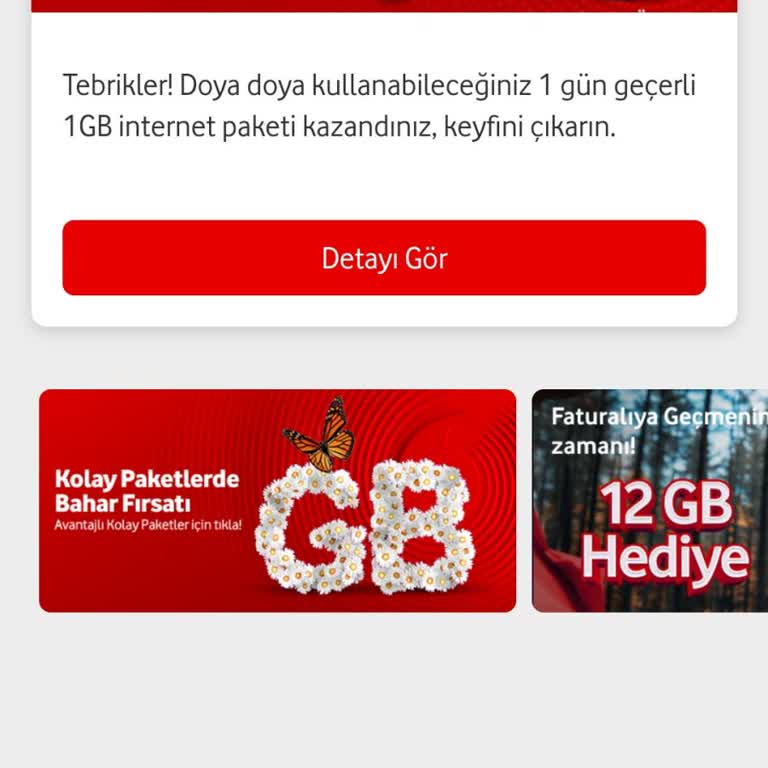 Vodafone Hediye Çarkı: Tekdüze İnternet Hediyesi